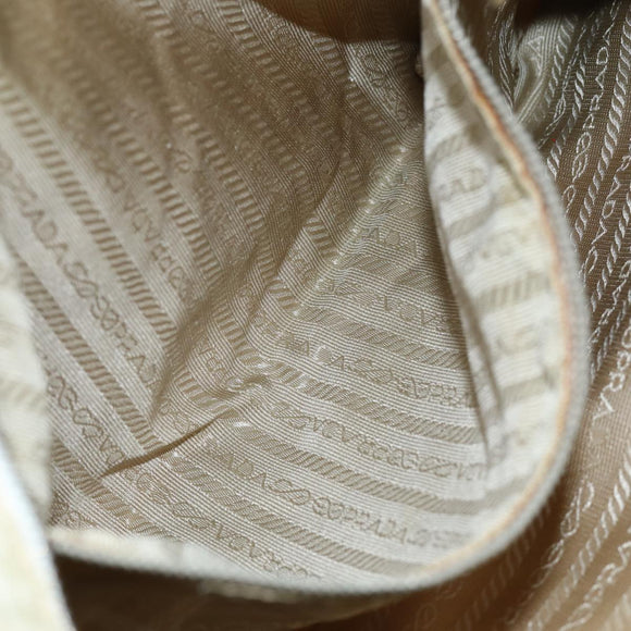 PRADA Tote Bag Nylon Beige Orange Auth 75334