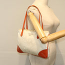 PRADA Tote Bag Nylon Beige Orange Auth 75334-23