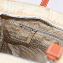 PRADA Tote Bag Nylon Beige Orange Auth 75334-25