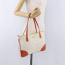 PRADA Tote Bag Nylon Beige Orange Auth 75334-28