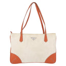 PRADA Tote Bag Nylon Beige Orange Auth 75334-13