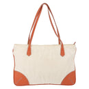 PRADA Tote Bag Nylon Beige Orange Auth 75334-2