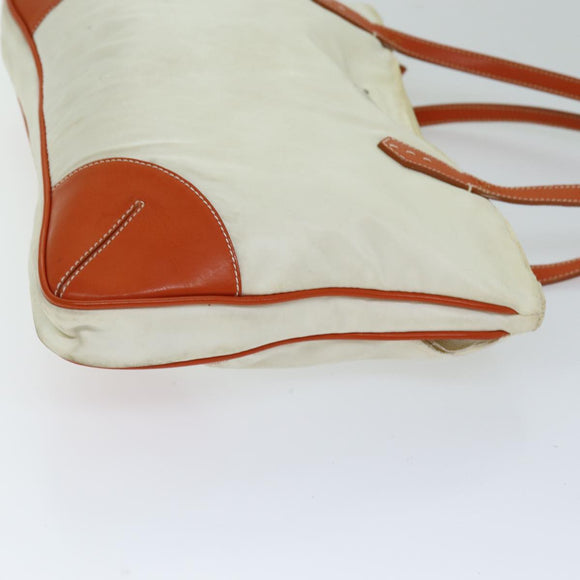 PRADA Tote Bag Nylon Beige Orange Auth 75334
