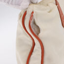 PRADA Tote Bag Nylon Beige Orange Auth 75334-4