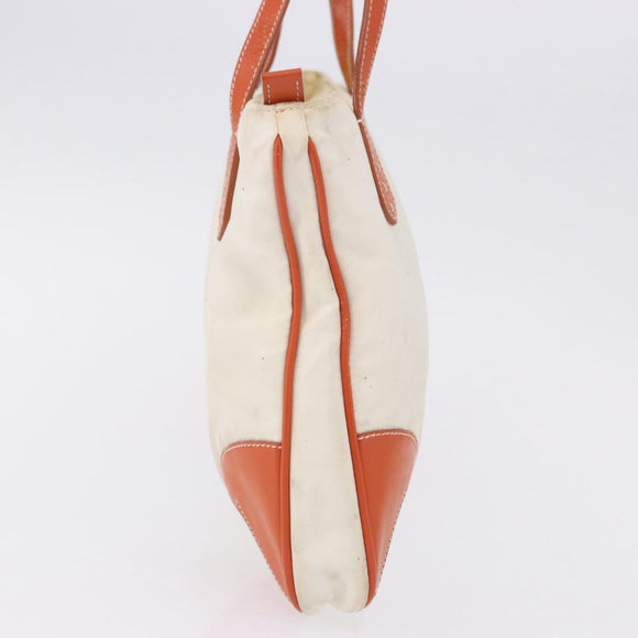 PRADA Tote Bag Nylon Beige Orange Auth 75334