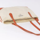PRADA Tote Bag Nylon Beige Orange Auth 75334-7