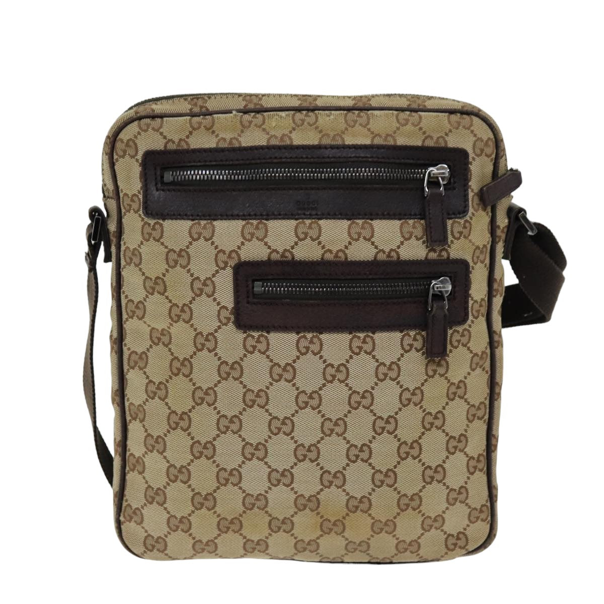 GUCCI GG Canvas Shoulder Bag Beige 92551 Auth 75348