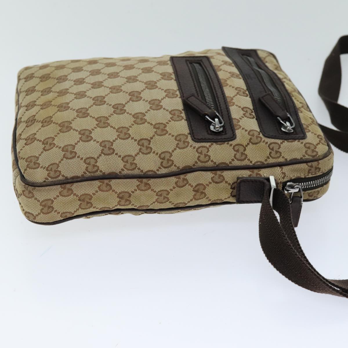 GUCCI GG Canvas Shoulder Bag Beige 92551 Auth 75348