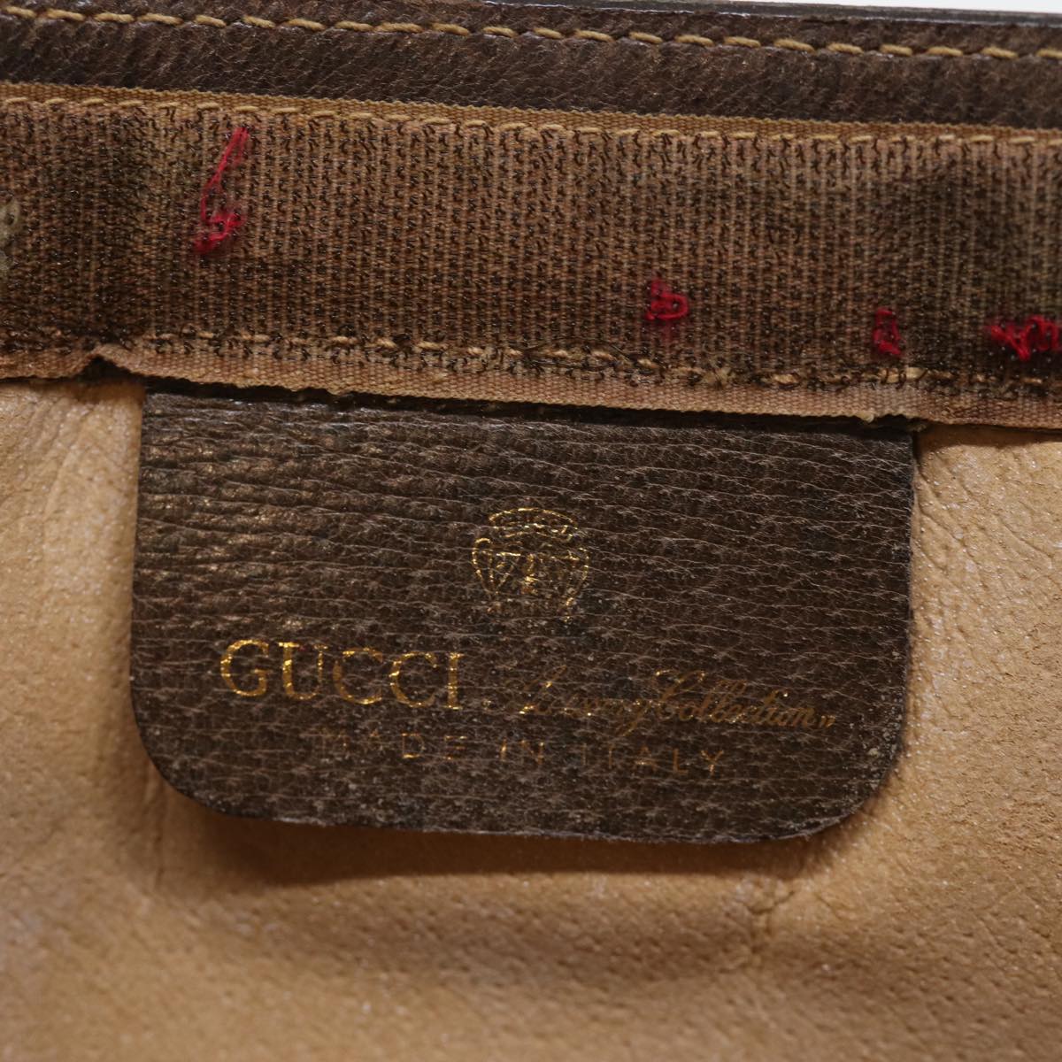 GUCCI GG Supreme Web Sherry Line Clutch Bag Beige Red 41 001 2125 28 Auth 75363