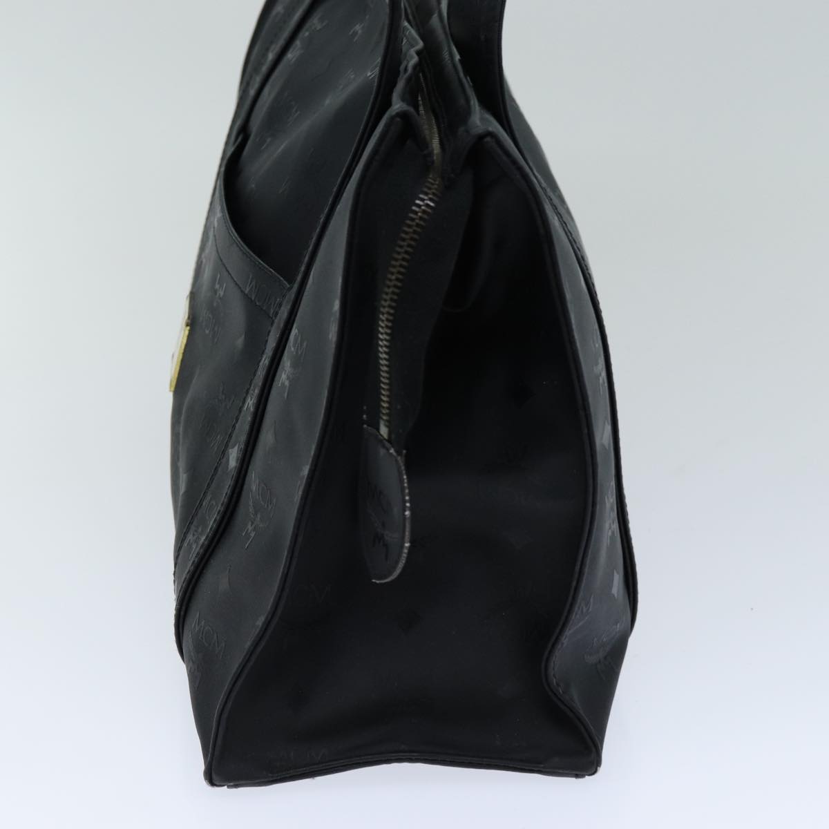 MCM Vicetos Logogram Tote Bag Coated Canvas Black Auth 75365