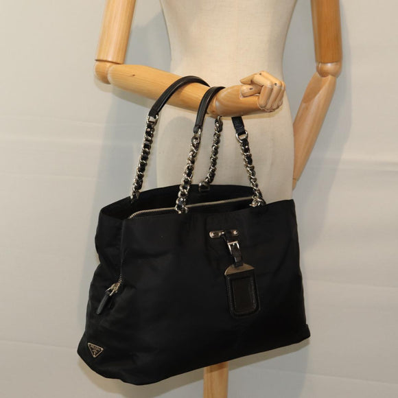 PRADA Tote Bag Nylon Black Auth 75367A