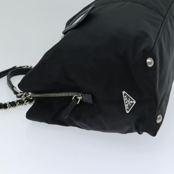 PRADA Tote Bag Nylon Black Auth 75367