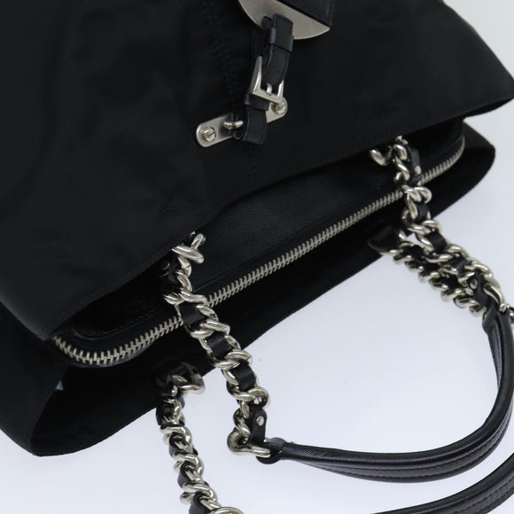 PRADA Tote Bag Nylon Black Auth 75367