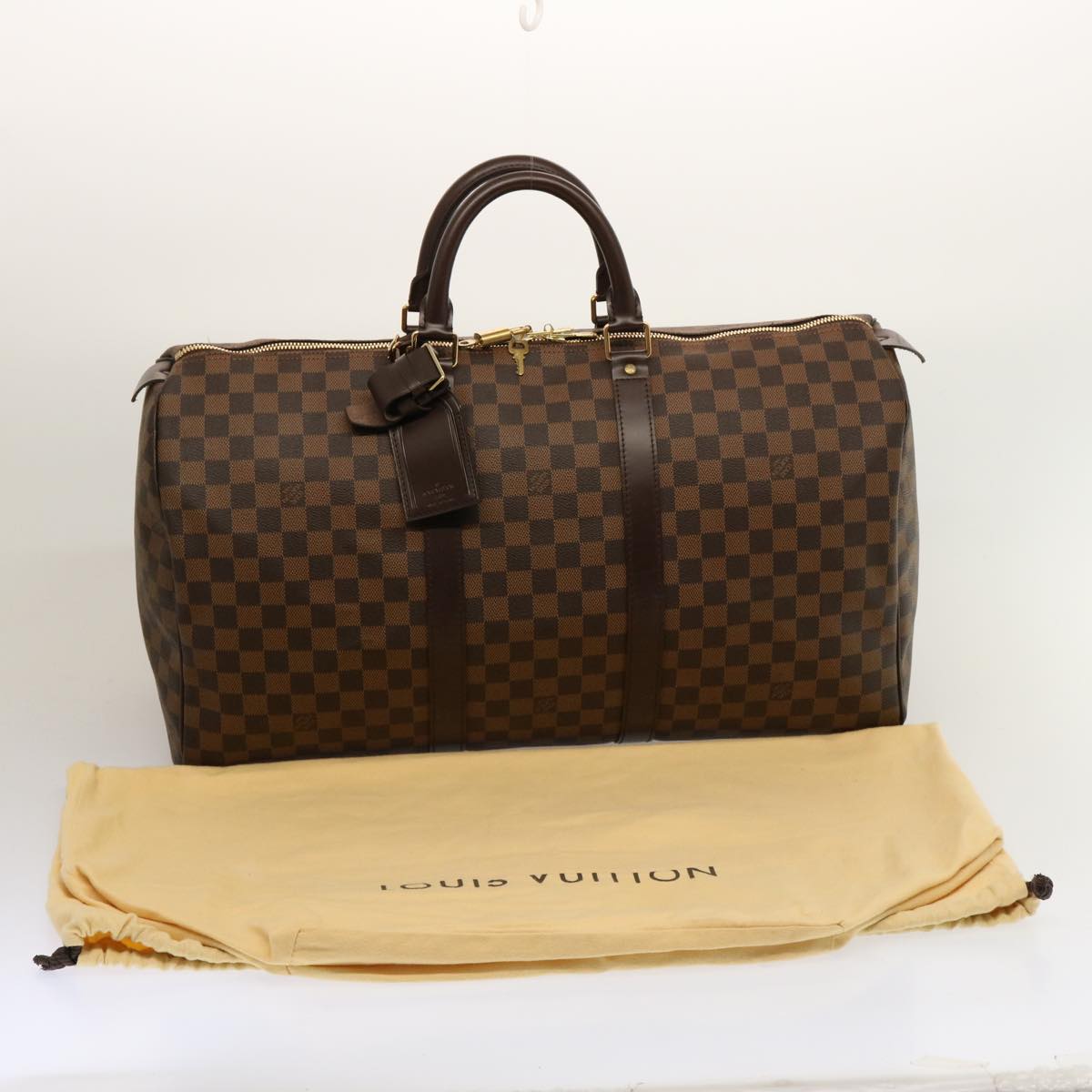 LOUIS VUITTON Damier Ebene Keepall 50 Boston Bag N41427 LV Auth 75392A