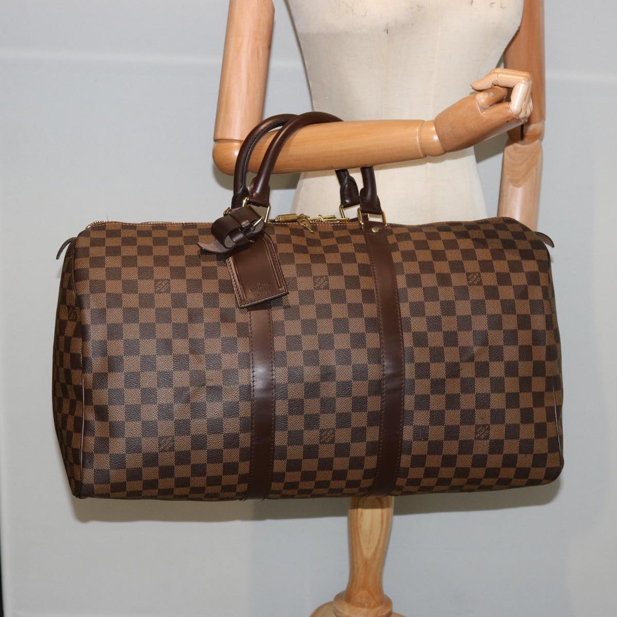 LOUIS VUITTON Damier Ebene Keepall 50 Boston Bag N41427 LV Auth 75392A