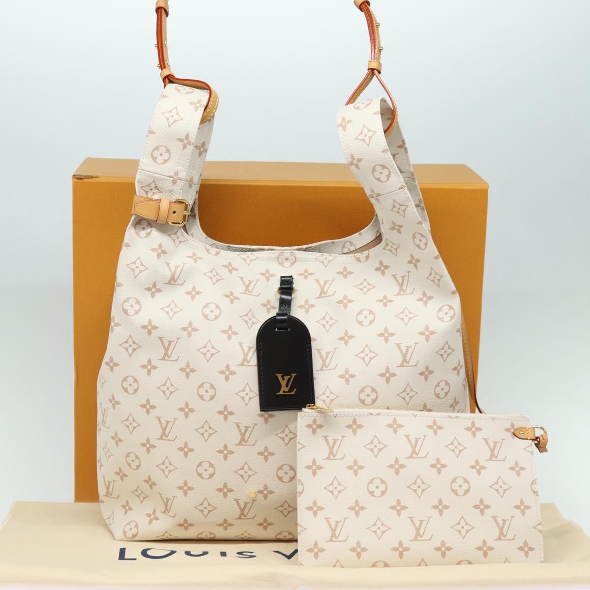 LOUIS VUITTON Monogram Dune Atlantis GM Tote Bag White M24409 LV Auth 75395S