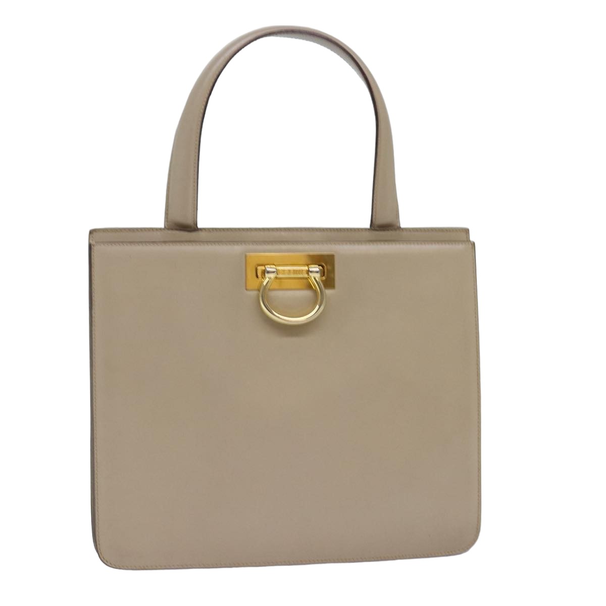 CELINE Hand Bag Leather Beige Auth 75396