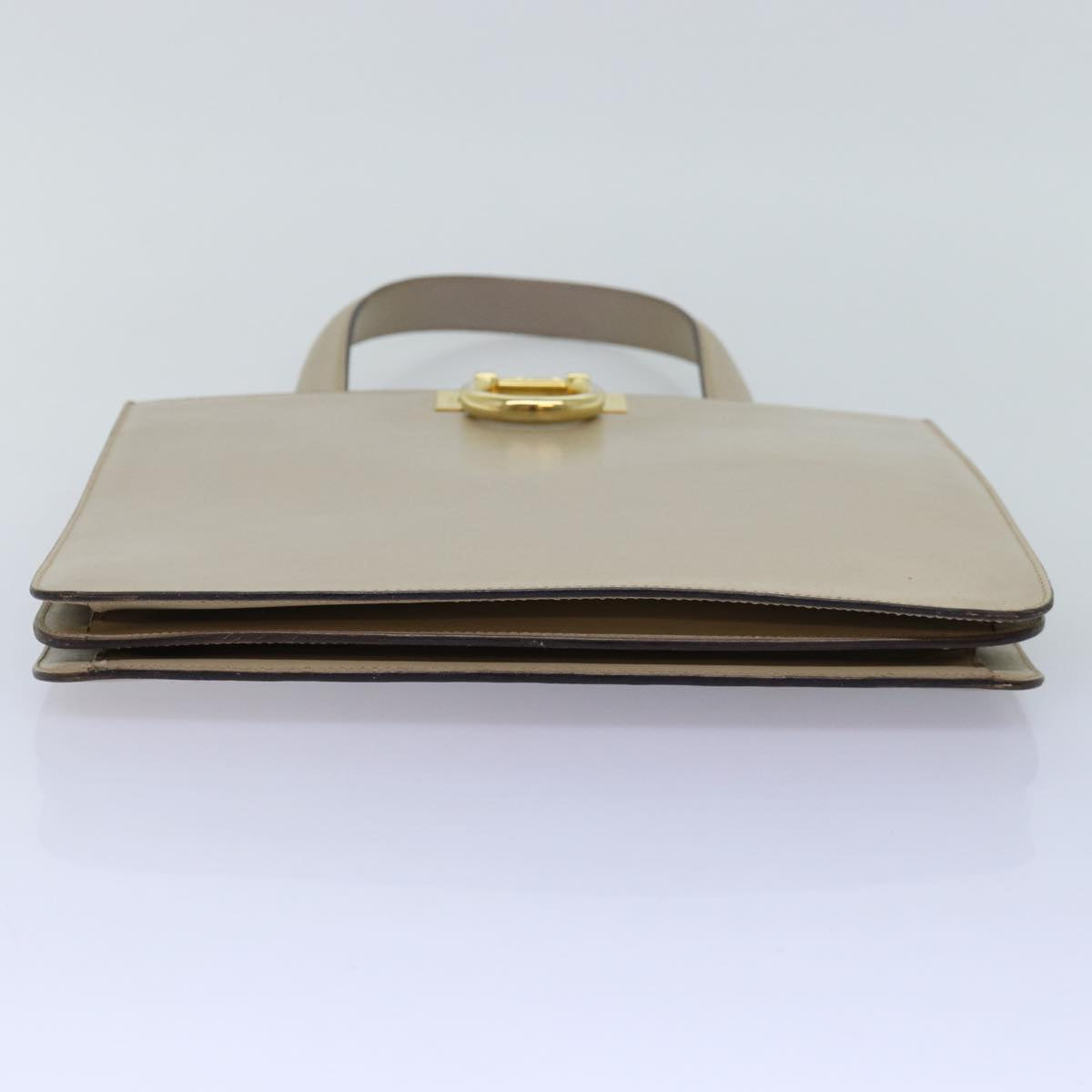 CELINE Hand Bag Leather Beige Auth 75396