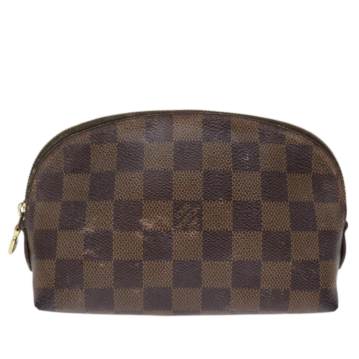 LOUIS VUITTON Damier Ebene Pochette Cosmetic PM Pouch N47516 LV Auth 75409