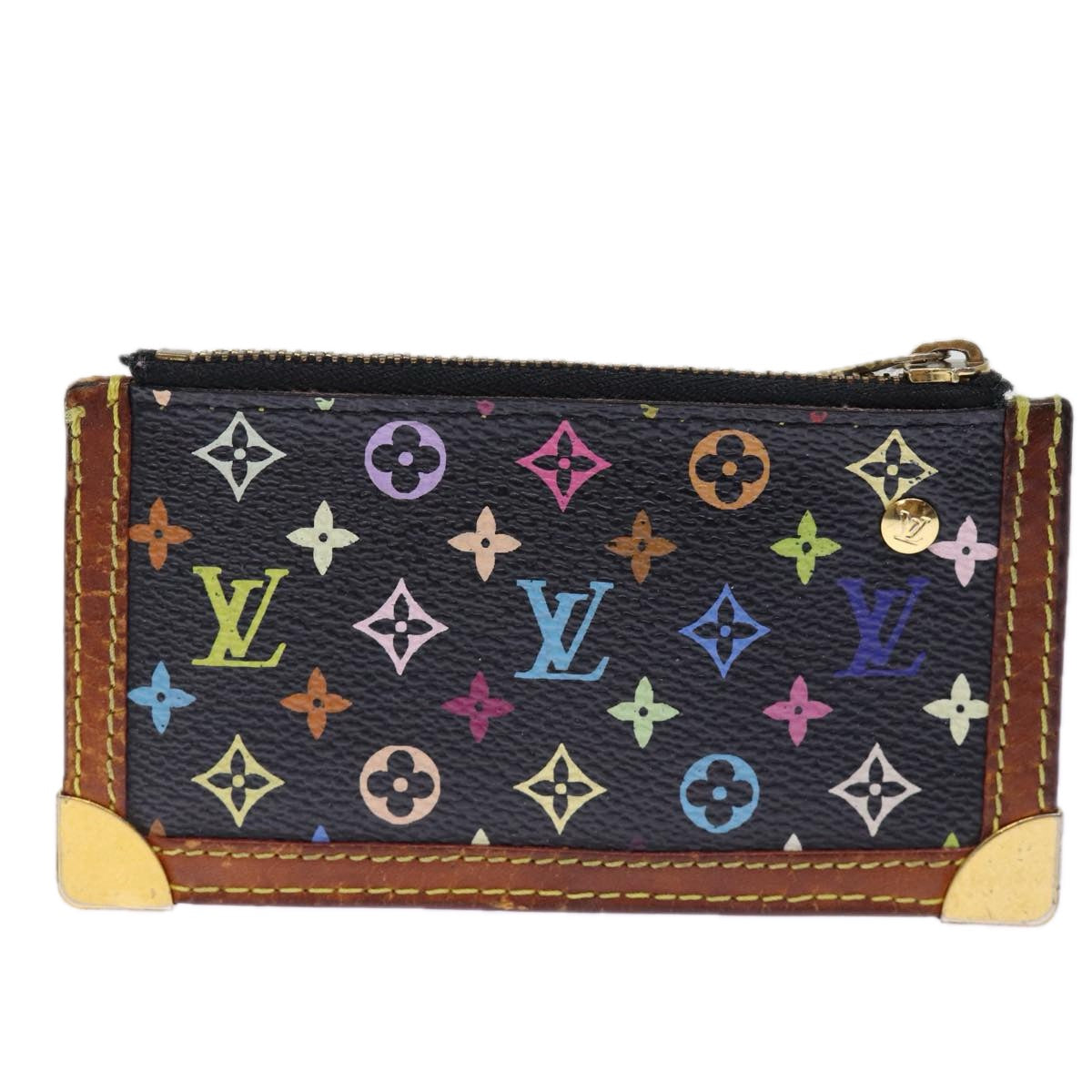 LOUIS VUITTON Monogram Multicolor Pochette Cles Purse Black M92654 Auth 75411 - 0