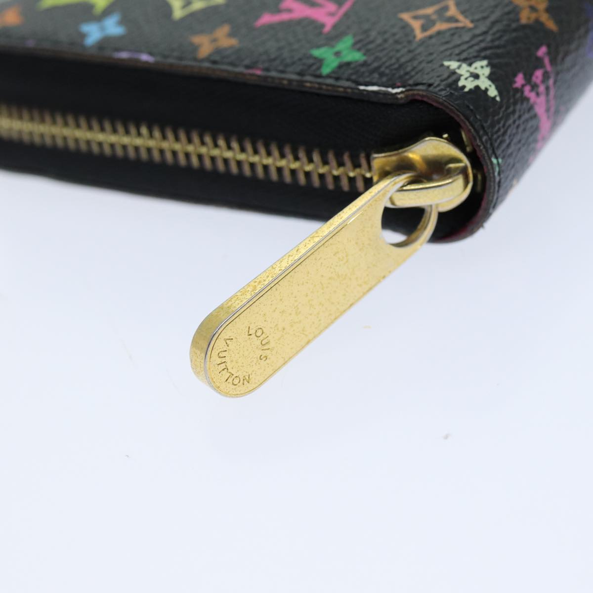 LOUIS VUITTON Monogram Multicolor Zippy Wallet Black M60243 LV Auth 75413