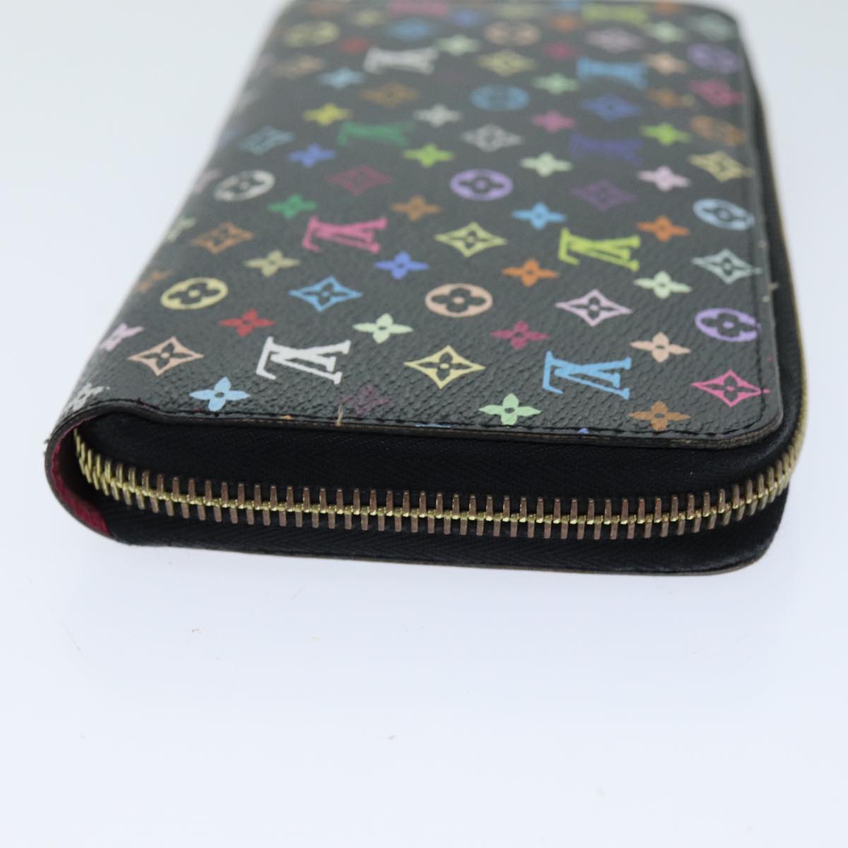 LOUIS VUITTON Monogram Multicolor Zippy Wallet Black M60243 LV Auth 75413