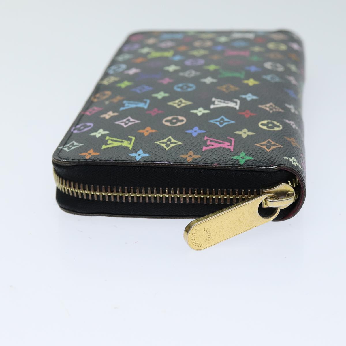 LOUIS VUITTON Monogram Multicolor Zippy Wallet Black M60243 LV Auth 75413