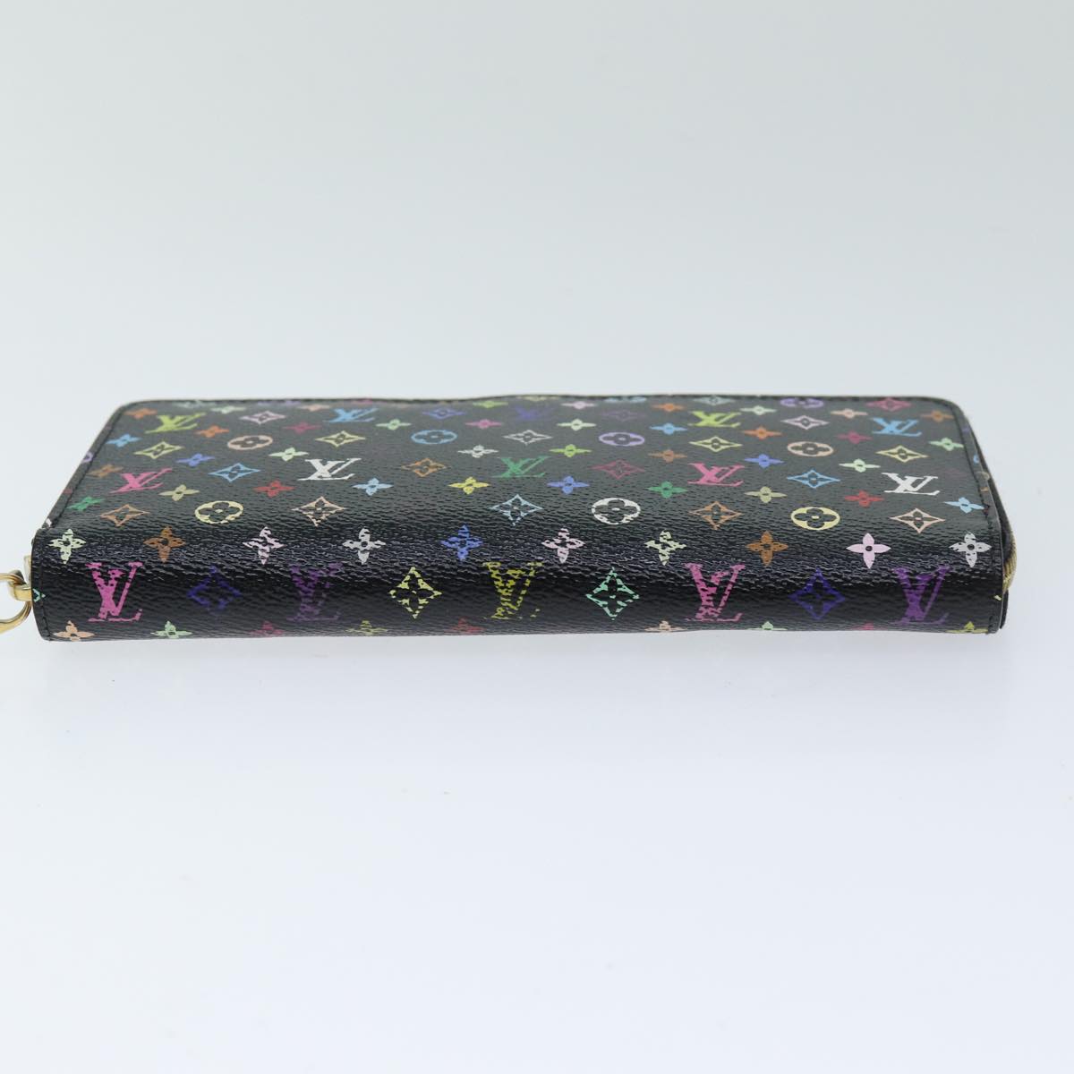 LOUIS VUITTON Monogram Multicolor Zippy Wallet Black M60243 LV Auth 75413