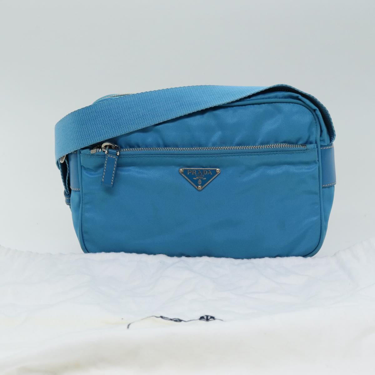 PRADA Shoulder Bag Nylon Light Blue Auth 75426