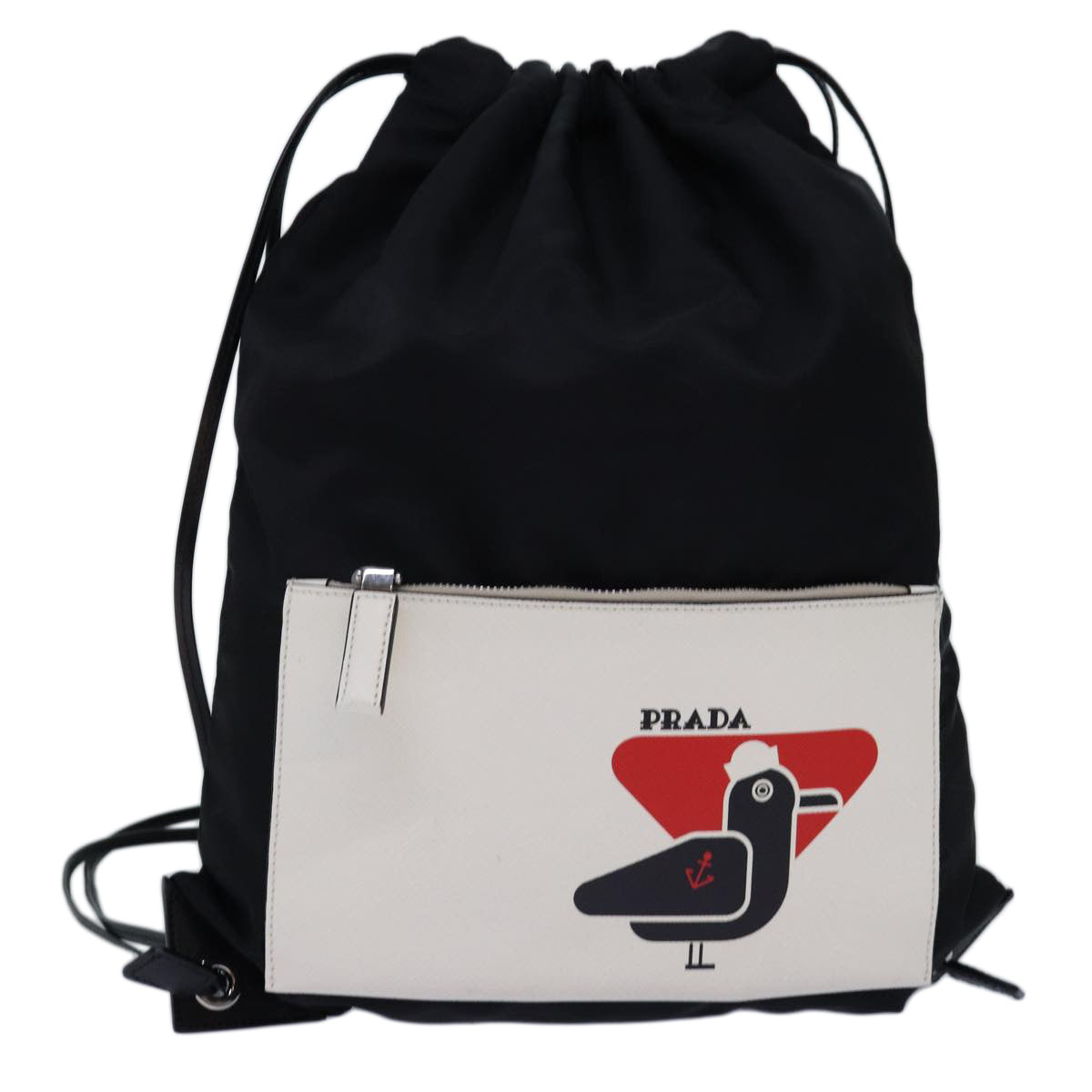 PRADA Knapsack Shoulder Bag Nylon Black Auth 75427