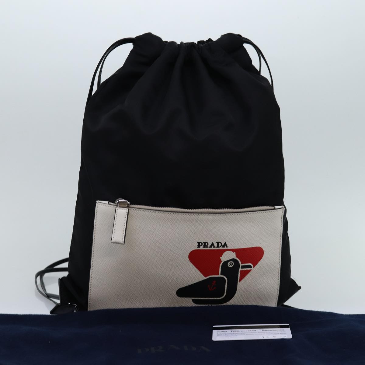 PRADA Knapsack Shoulder Bag Nylon Black Auth 75427