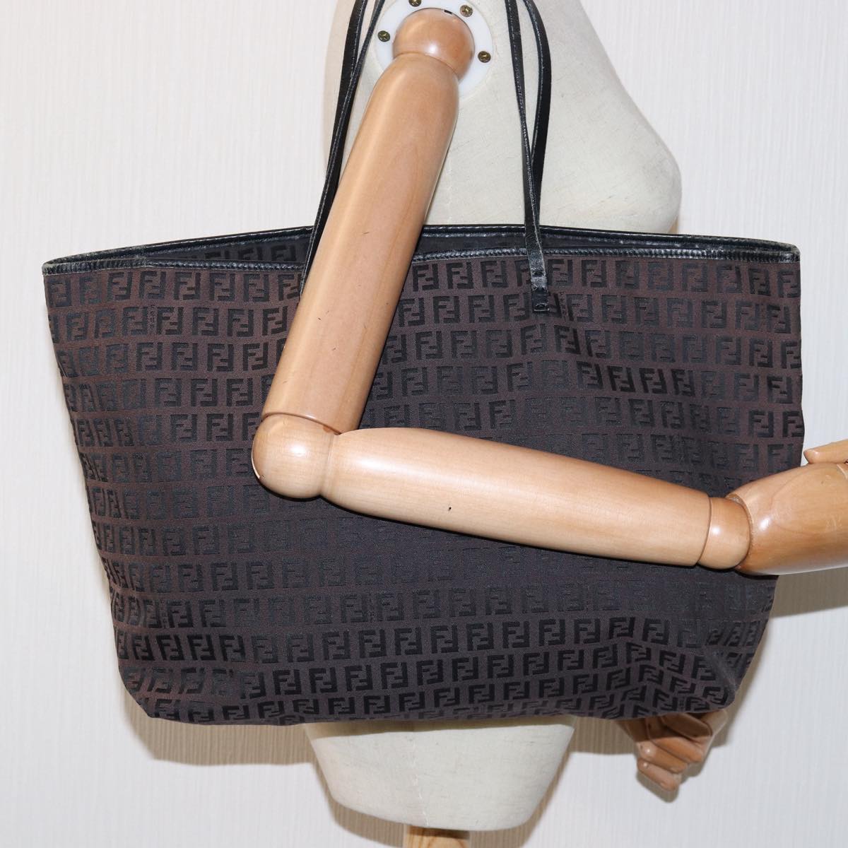 FENDI Zucchino Canvas Tote Bag Brown Auth 75428