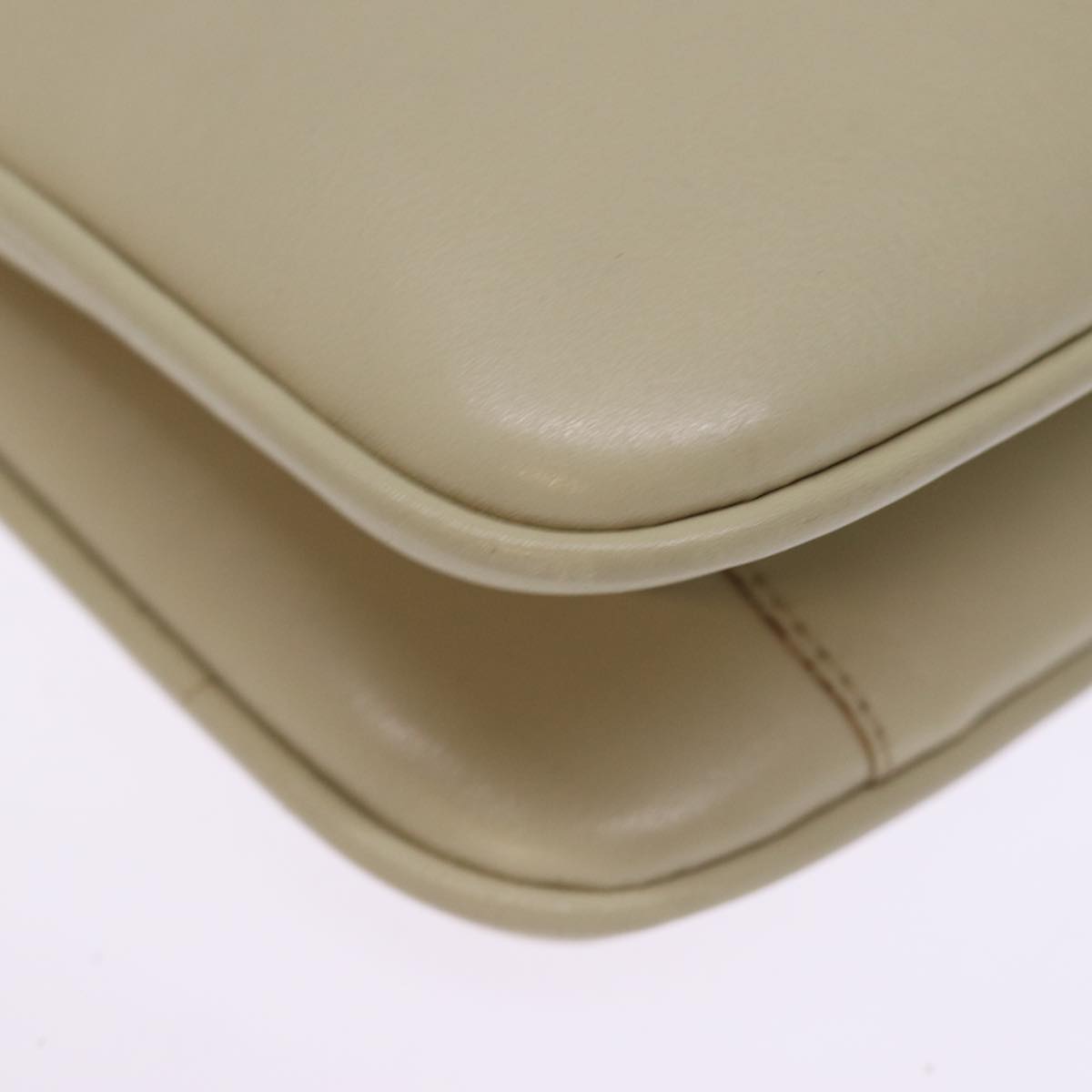 CELINE Shoulder Bag Leather Cream Auth 75443