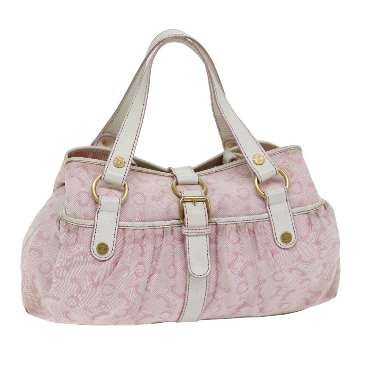 CELINE C Macadam Canvas Hand Bag Pink Auth 75446