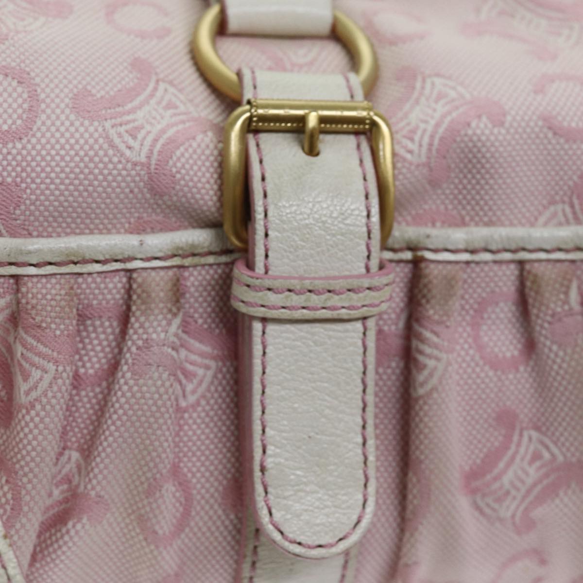 CELINE C Macadam Canvas Hand Bag Pink Auth 75446