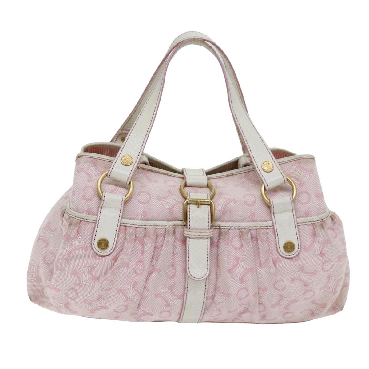 CELINE C Macadam Canvas Hand Bag Pink Auth 75446