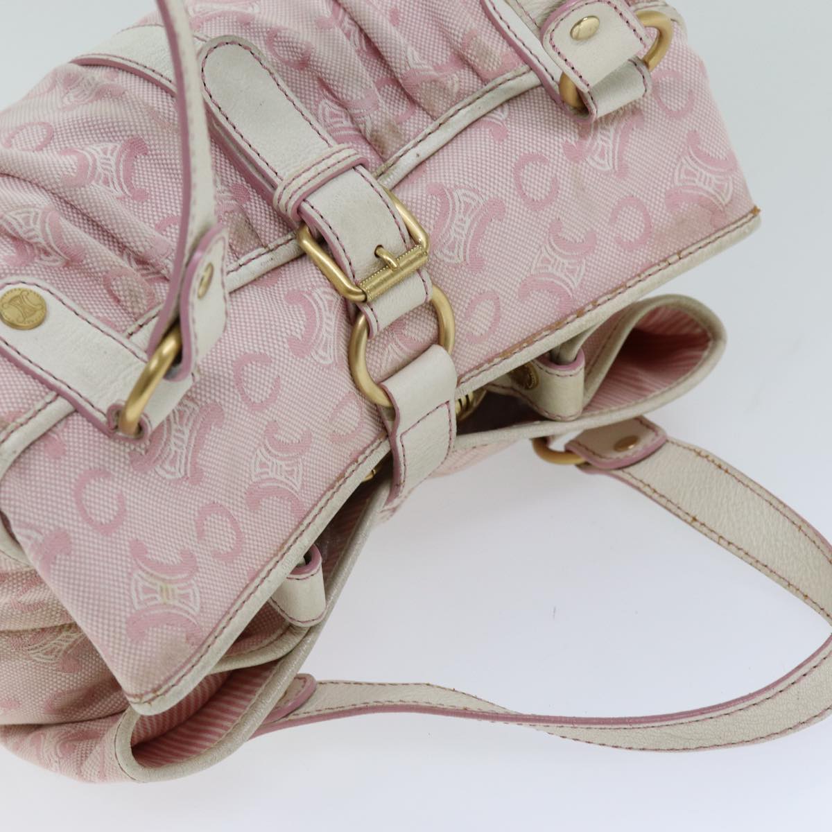 CELINE C Macadam Canvas Hand Bag Pink Auth 75446