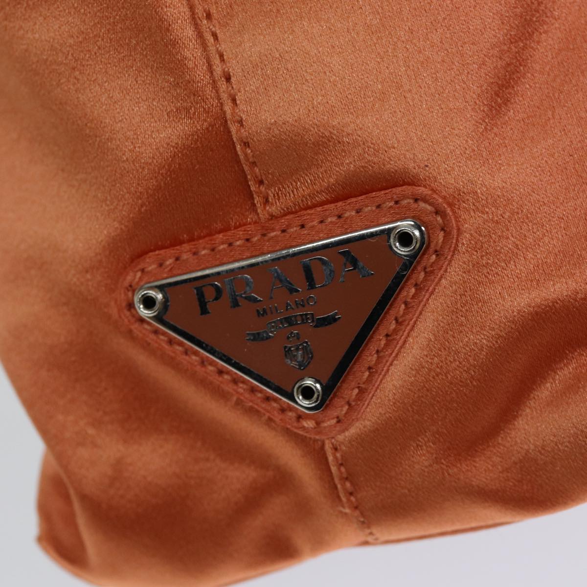 PRADA Shoulder Bag Satin Orange Auth 75449