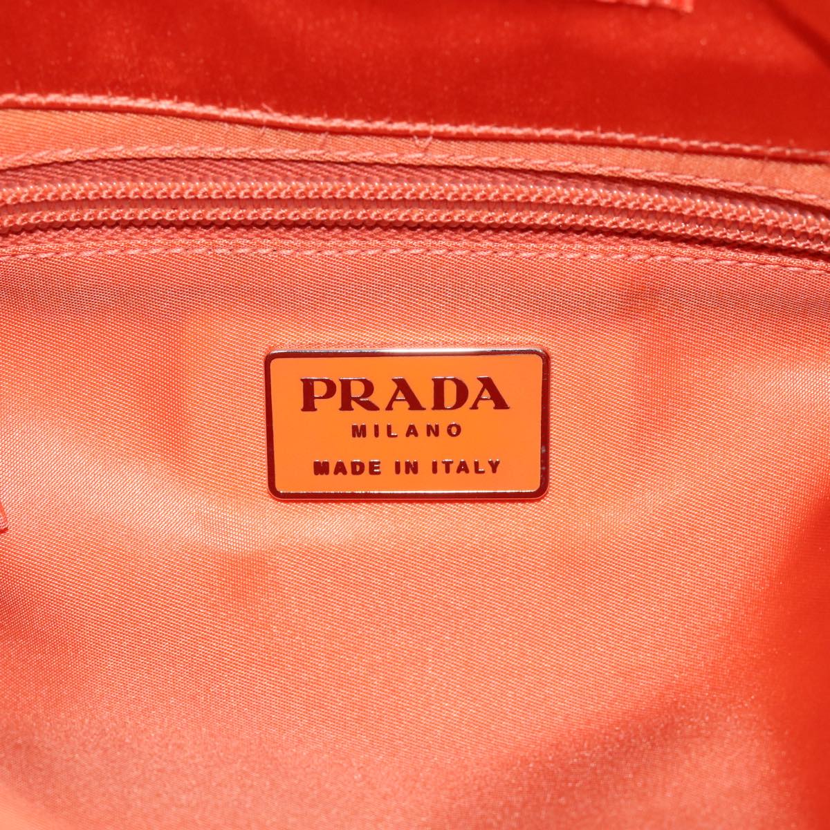 PRADA Shoulder Bag Satin Orange Auth 75449