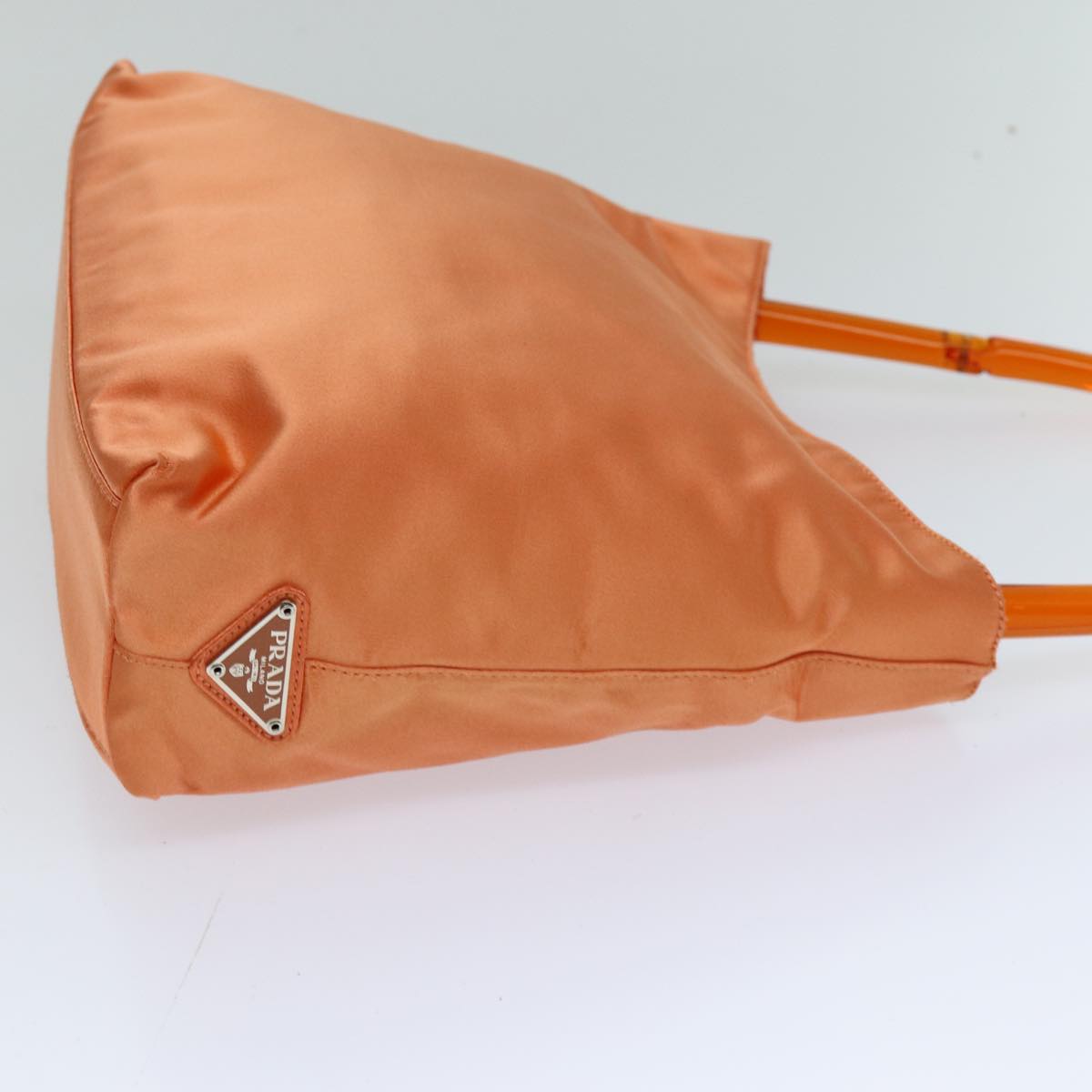 PRADA Shoulder Bag Satin Orange Auth 75449