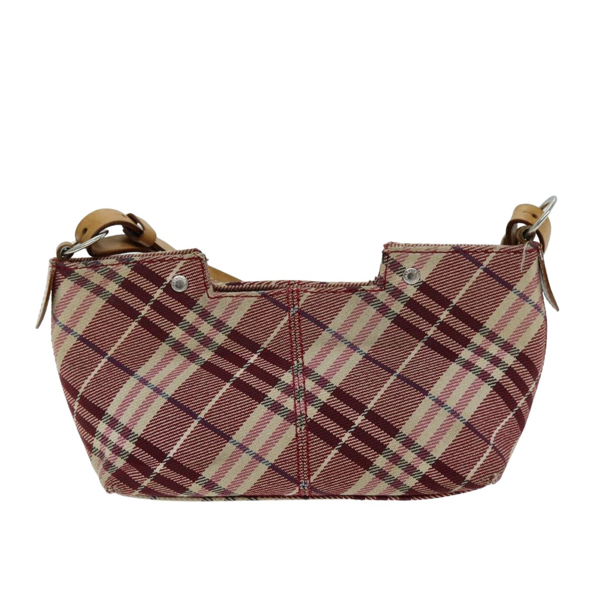 BURBERRY Nova Check Blue Label Shoulder Bag Canvas Red Auth 75453