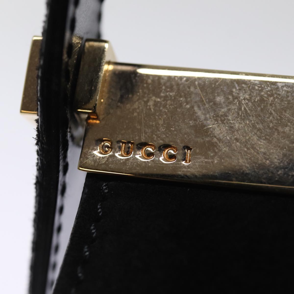 GUCCI Hand Bag Suede Black 001 2058 1928 0 Auth 75456