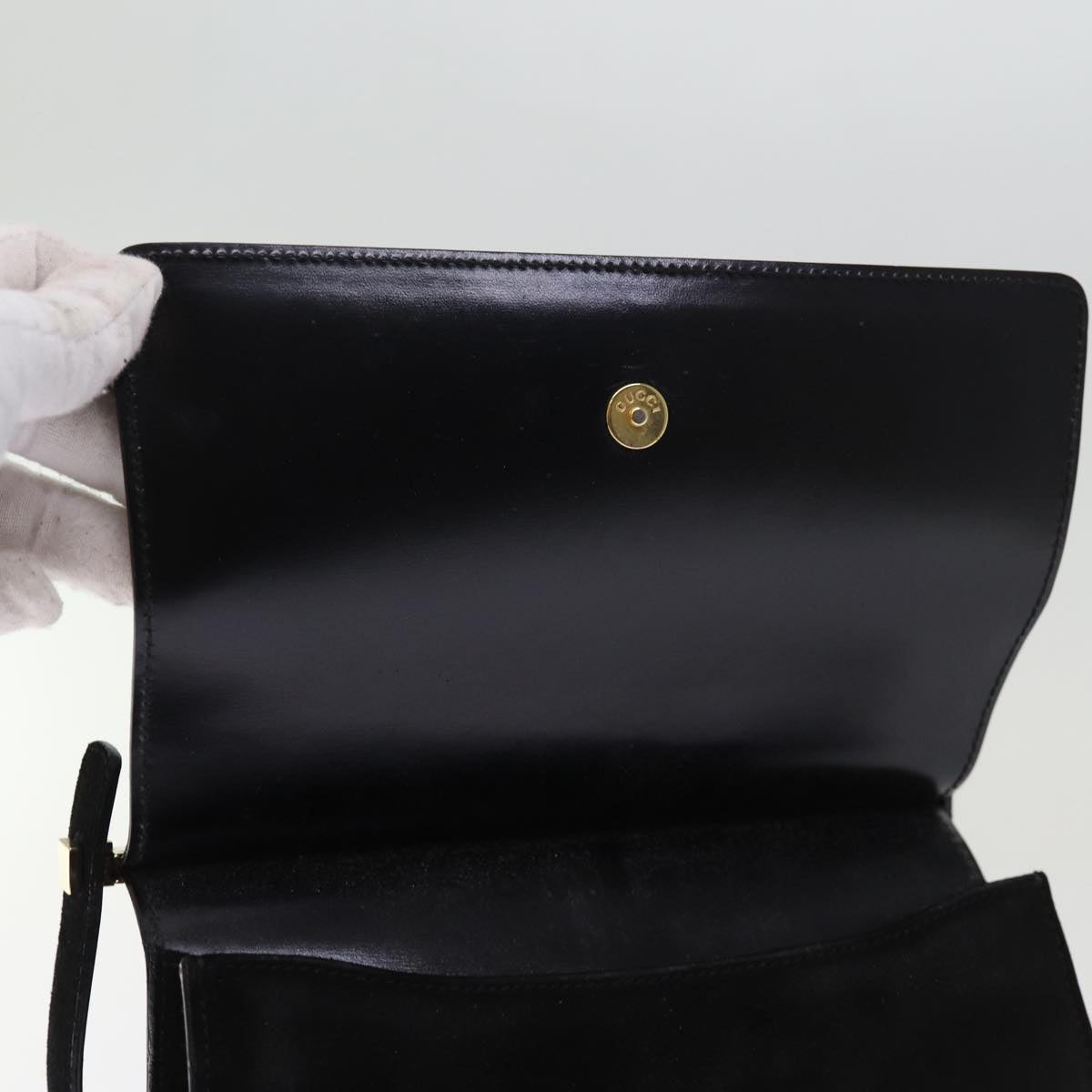 GUCCI Hand Bag Suede Black 001 2058 1928 0 Auth 75456