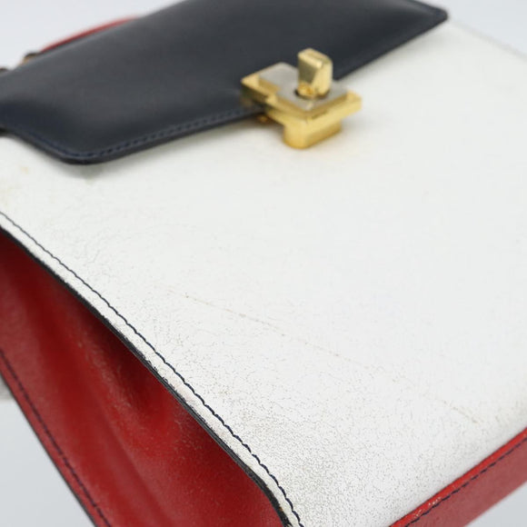 FENDI Hand Bag Leather White Auth 75458