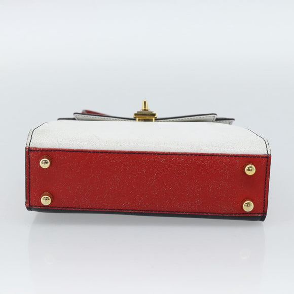 FENDI Hand Bag Leather White Auth 75458