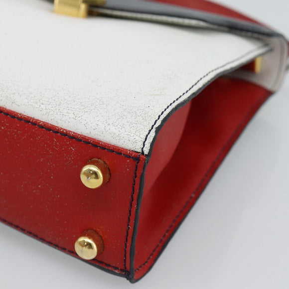 FENDI Hand Bag Leather White Auth 75458