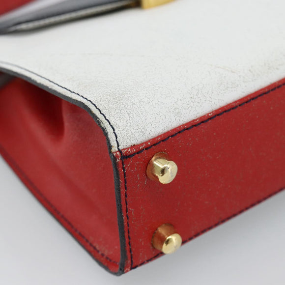 FENDI Hand Bag Leather White Auth 75458