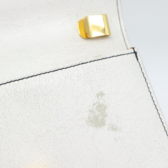 FENDI Hand Bag Leather White Auth 75458