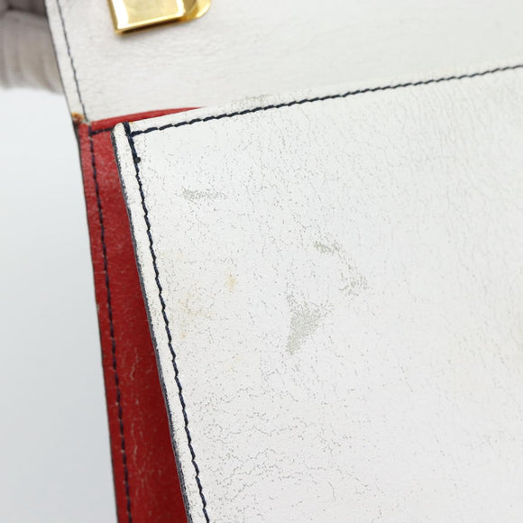FENDI Hand Bag Leather White Auth 75458