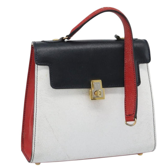 FENDI Hand Bag Leather White Auth 75458